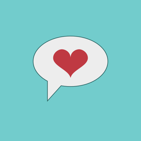 Love heart in speech bubble. Communication symbol. Speech bubbles icon. Pictograph of chat or message. Amour sign. Template design for web or mobile app. Vector illustrationのイラスト素材