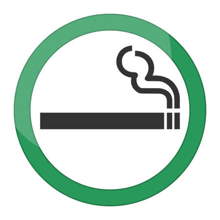 Green symbol of smoking zone. Icon pictogram granted smoke. Smoking allowed sign. Vector illustrationのイラスト素材