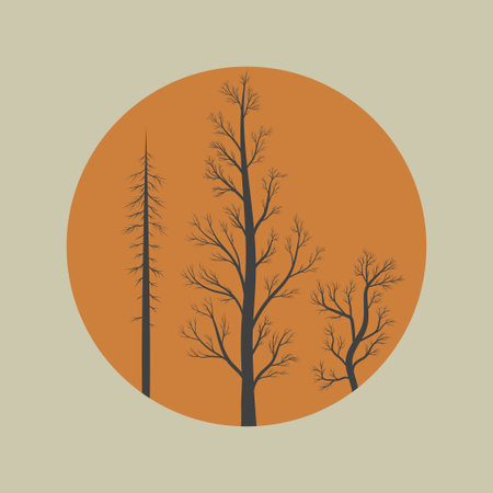 Burnt trees icon - spruce, poplar, willow. Template design for t-shirt, wallpaper, fabric, wrapping paper. Vector illustrationのイラスト素材