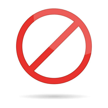 Red prohibition circle with shadow. Forbidden, warning and stop sign. Prohibiting icon. Prohibited no template. Vector illustrationのイラスト素材