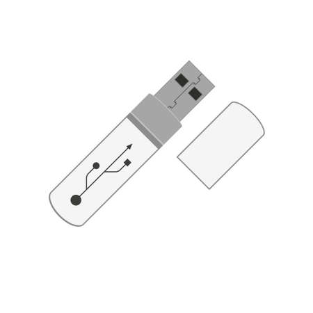White usb flash drive. Electronic gadget isolated on white background. Vector illustrationのイラスト素材