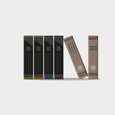 File folders. Office ring binders. A4 size office folder for documents. Documents in folder. Vector illustrationのイラスト素材