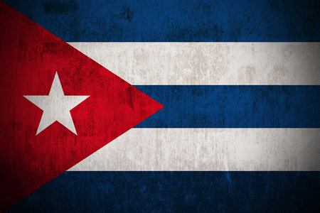 Weathered Flag Of Cuba, fabric texturedの写真素材