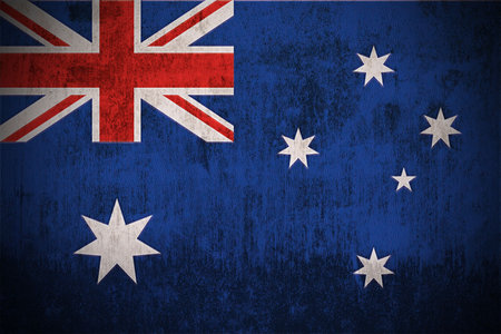 Weathered Flag Of Australia, fabric texturedの写真素材