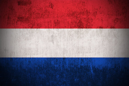 Weathered Flag Of Netherlands, fabric texturedの写真素材