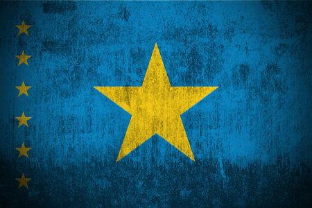 Weathered Flag Of Democratic Republic Congo, fabric textured
の写真素材
