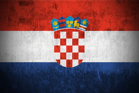 Weathered Flag Of Republic of Croatia, fabric textured
の写真素材