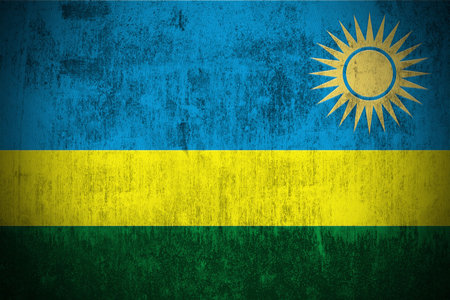 Weathered Flag Of Rwanda, fabric texturedの写真素材