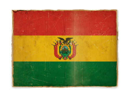 weathered flag of Bolivia, paper texturedの写真素材