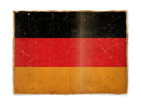weathered flag of Germany, paper texturedの写真素材
