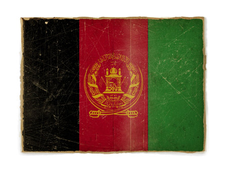 weathered flag of Afghanistan, paper texturedの写真素材