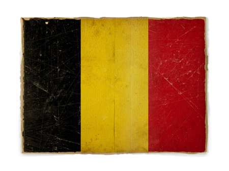 weathered flag of Belgium, paper texturedの写真素材
