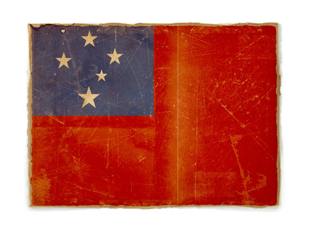 dirty weathered flag of Samoa, paper texturedの写真素材