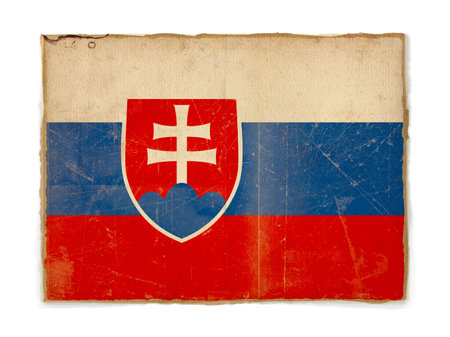 dirty weathered flag of Slovakia, paper texturedの写真素材