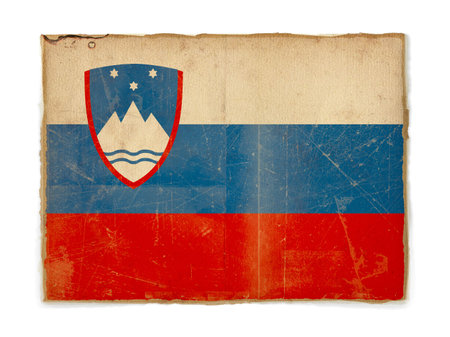 dirty weathered flag of Slovenia, paper texturedの写真素材