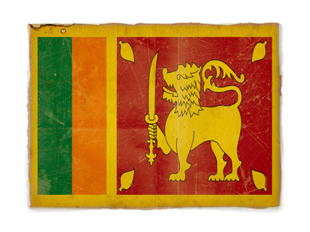 dirty weathered flag of Sri Lanka, paper texturedの写真素材