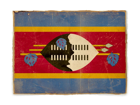 dirty weathered flag of Swaziland, paper texturedの写真素材