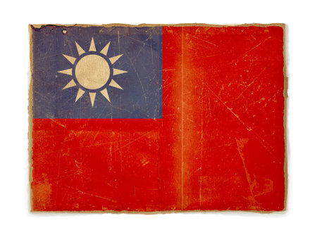 dirty weathered flag of Taiwan, paper texturedの写真素材