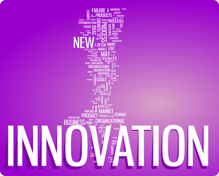 Innovation word cloud illustration. Graphic tag collectionのイラスト素材