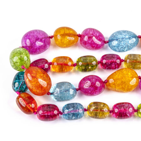 assorted glass beads, on whiteの写真素材