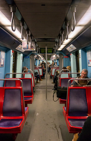 LISBON, PORTUGAL - APRIL 1, 2013:  People inside the metro.のeditorial素材