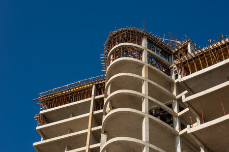 Modern construction site with scaffolding