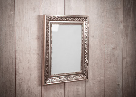 Frame vintage on wood wallの写真素材