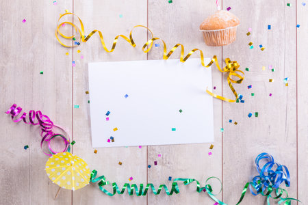 close up of a blank greeting card with decoration.の写真素材