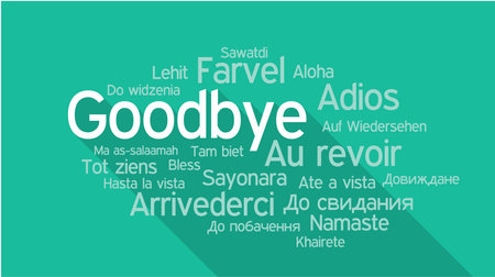 GOODBYE in different languages, words collage vector illustration.のイラスト素材