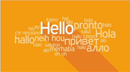 HELLO in different languages, words collage vector illustration.のイラスト素材