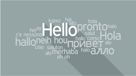 HELLO in different languages, words collage vector illustration.のイラスト素材