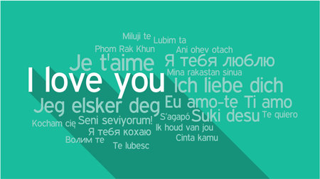 I LOVE YOU in different languages, words collage vector illustration.のイラスト素材