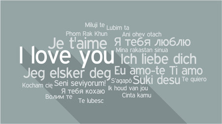 I LOVE YOU in different languages, words collage vector illustration.のイラスト素材