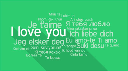 I LOVE YOU in different languages, words collage vector illustration.のイラスト素材