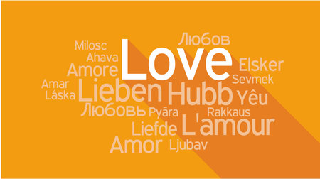 LOVE in different languages, words collage vector illustration.のイラスト素材