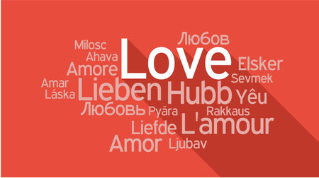 LOVE in different languages, words collage vector illustration.のイラスト素材