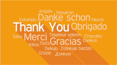 THANK YOU in different languages, words collage vector illustration.のイラスト素材