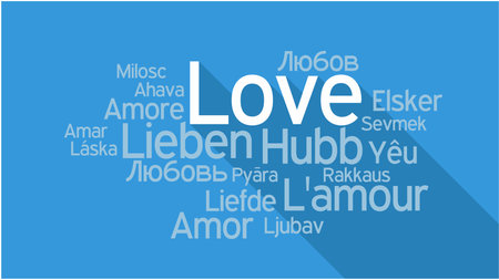 LOVE in different languages, words collage vector illustration.のイラスト素材