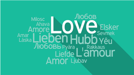 LOVE in different languages, words collage vector illustration.のイラスト素材