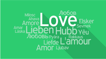 LOVE in different languages, words collage vector illustration.のイラスト素材