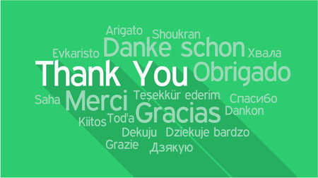 THANK YOU in different languages, words collage vector illustration.のイラスト素材