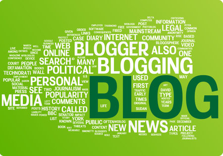 Blog word cloud illustration. Graphic tag collection.のイラスト素材