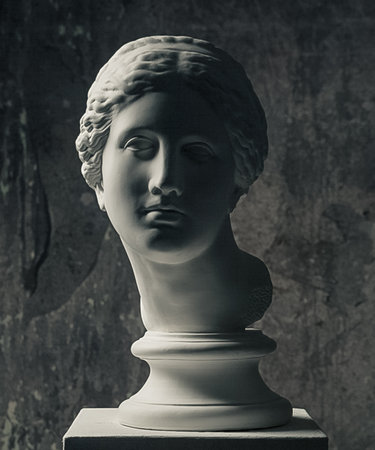 White marble head of young woman.の写真素材