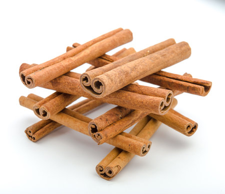 Cinnamon sticks  isolated on white background.の写真素材