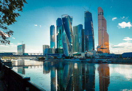 Moscow, Russia - August 31, 2015: The Moscow International Business Center in Moscow. MIBC is one of the largest construction projects in Europeのeditorial素材