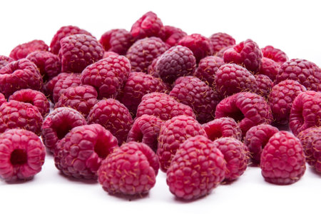 Raspberries isolated on white background.の写真素材