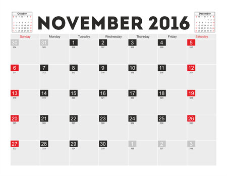 Vector planning calendar November 2016.のイラスト素材