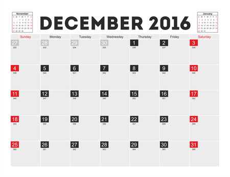 Vector planning calendar December 2016.のイラスト素材