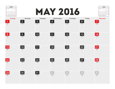 Vector planning calendar May 2016.のイラスト素材