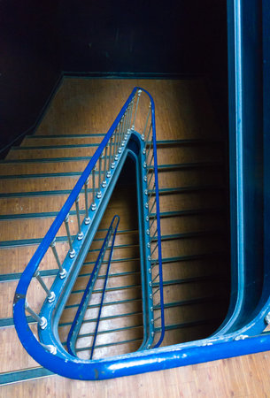 View down a stairway in classic portugal building.の写真素材